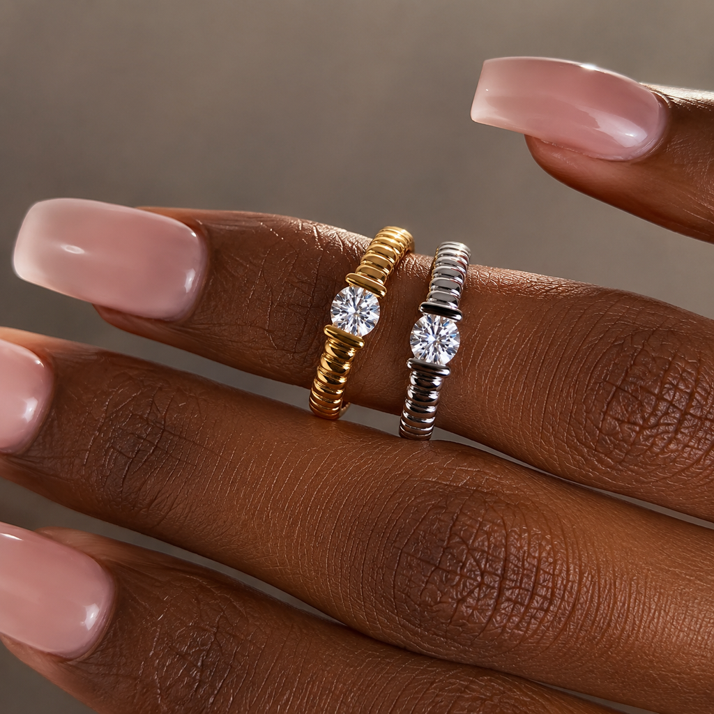 14K Gold Textured Lab Diamond Solitaire Ring | 0.30–0.50 CT