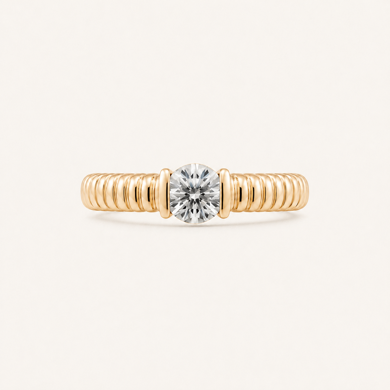 14K Gold Textured Lab Diamond Solitaire Ring | 0.30–0.50 CT