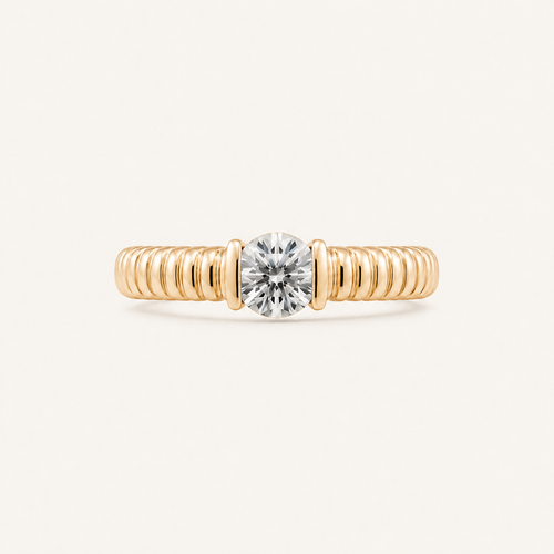 14K Gold Textured Lab Diamond Solitaire Ring | 0.30–0.50 CT