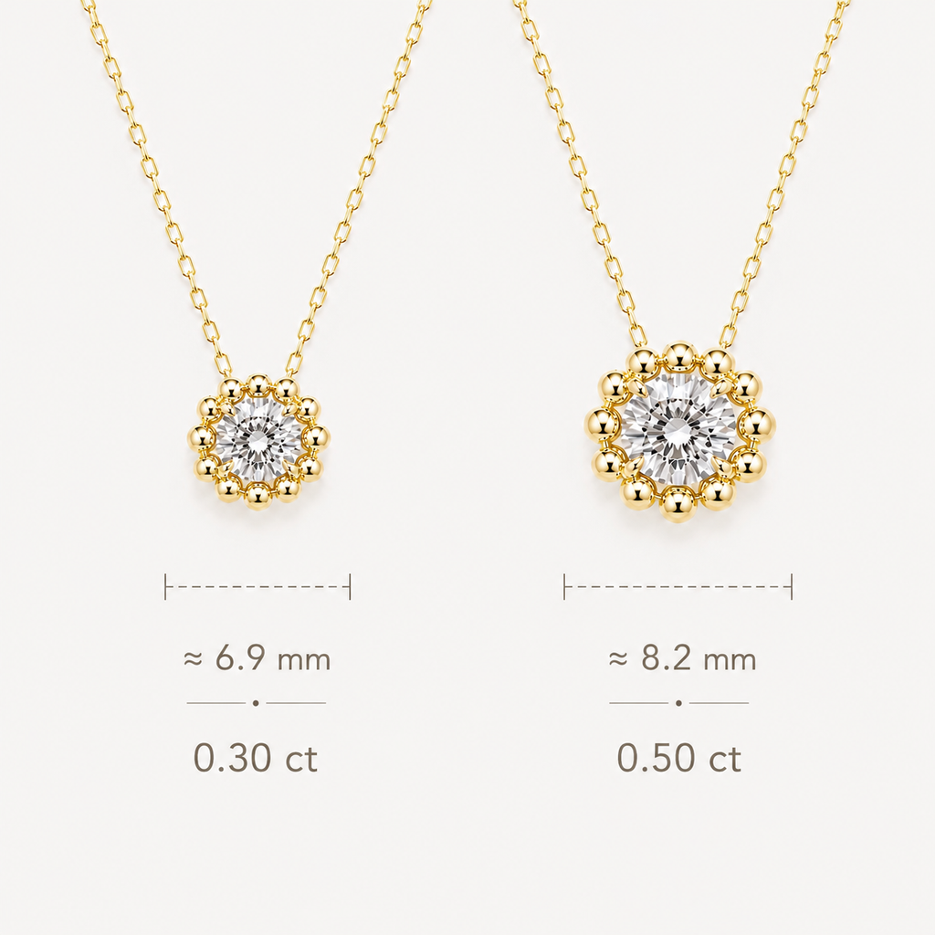 Bubble Halo Diamond Necklace | 14K Gold Beaded Pendant