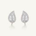 Leaf Baguette Diamond Stud Earrings | 14K Gold