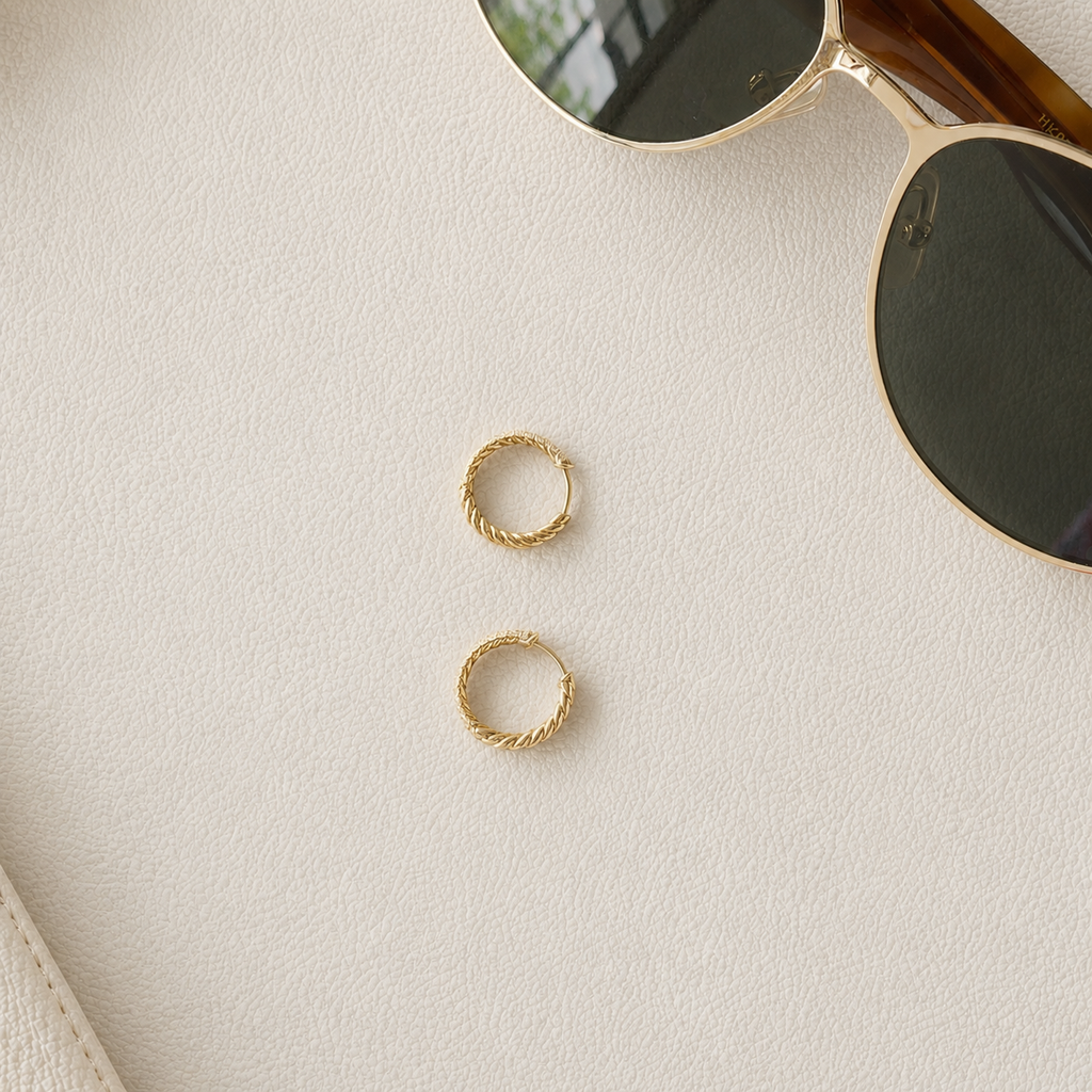 Twisted Diamond Hoop Earrings | 14K & 18K Gold