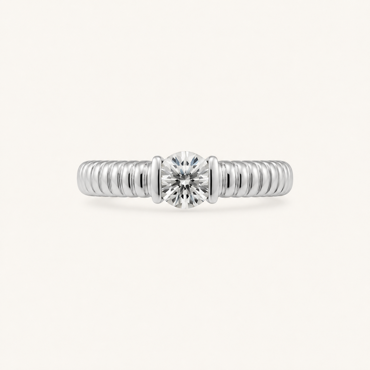 14K Gold Textured Lab Diamond Solitaire Ring | 0.30–0.50 CT