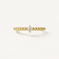 Bubble Solitaire Ring | 14K Gold Diamond Beaded Ring