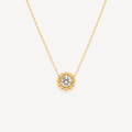 Bubble Halo Diamond Necklace | 14K Gold Beaded Pendant