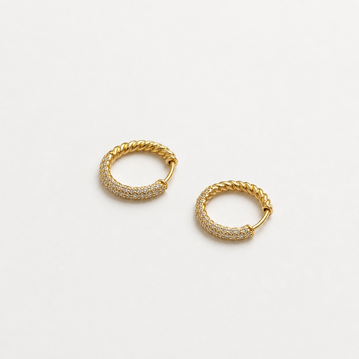 Twisted Diamond Hoop Earrings | 14K & 18K Gold