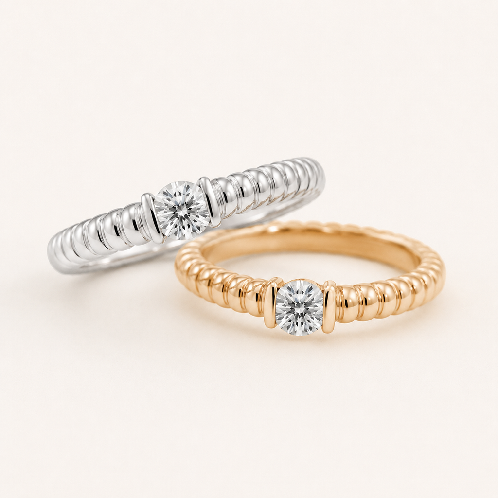 14K Gold Textured Lab Diamond Solitaire Ring | 0.30–0.50 CT